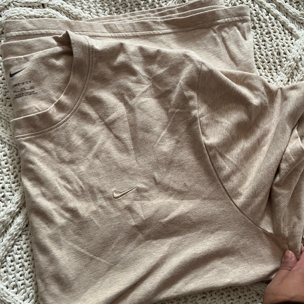 Nike Beige Tee with Embroidered Swoosh